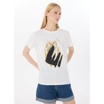 Limon Yuvarlak Yaka Baskılı Ekru Kadın T-Shirt L5SL-TST5810