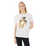 Limon Yuvarlak Yaka Baskılı Ekru Kadın T-Shirt L5SL-TST5814
