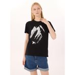Limon Yuvarlak Yaka Baskılı Siyah Kadın T-Shirt L5SL-TST5810