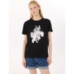 Limon Yuvarlak Yaka Baskılı Siyah Kadın T-Shirt L5SL-TST5814