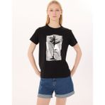 Limon Yuvarlak Yaka Baskılı Siyah Kadın T-Shirt L5SL-TST5816