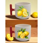 Limonlar Baskılı 2'li Latte Bardağı - Erkek Hediyelik Eşya, Kadınlara Alınacak Hediyeler - Bej