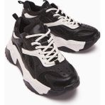 Limoya Daysi Siyah Bej Kalın Tabanlı Spor Ayakkabı Kadın Sneakers