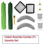 Lin Grup Irobot Roomba Combo J7+ Uyumlu Yedek Mop Paspas Hepa Filtre Fırça Toz Torbası