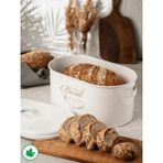 Lin Metal Metal Kapaklı Ekmeklik (Bread Baskılı) - Beyaz