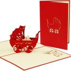 Lin Pop Up 3D tebrik kartı tebrik kartı bebek arabası