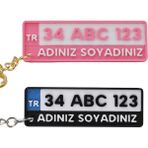 Lina Hobby Kişiye Özel Isimli ve Plakalı Anahtarlık Seti - Sevgililere Özel Mavi Pembe 2 Adet