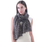Lina & Lily Gümüş Altın Parıltılı Parıltılı Folyo Yıldızlar Kadın Eşarp Şal Sargı, Koyu Gri (Altın Yıldızlar), 180cm x 75cm