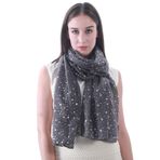Lina & Lily Gümüş Altın Parıltılı Parıltılı Folyo Yıldızlar Kadın Eşarp Şal Sargı, Koyu Gri (Gümüş Yıldızlar), 180cm x 75cm
