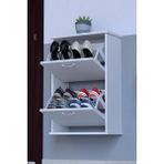 Lina Vella Home Nil Asma Kapı Önü 72 x 78 x 26 Cm’ Lik 2 Düşer Kapak 4 Göz Bölmeli Ayakkabılık - Beyaz
