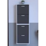 Lina Vella Home Pratik' 2 Li Asma Kapı Önü 52 x 156 x 25,5 Cm’ Lik 4 Düşer Kapak 8 Göz Bölmeli Ayakkabılık - Beyaz - Antrasit