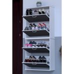 Lina Vella Home Pratik' 2 Li Asma Kapı Önü 72 x 156 x 25,5 Cm’ Lik 4 Düşer Kapak 8 Göz Bölmeli Ayakkabılık - Beyaz - Antrasit