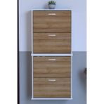 Lina Vella Home Pratik' 2 Li Asma Kapı Önü 72 x 156 x 25,5 Cm’ Lik 4 Düşer Kapak 8 Göz Bölmeli Ayakkabılık - Beyaz - Meşe