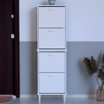Lina Vella Home Pratik' 2 Li Kapı Önü 52 x 168 x 25,5 Cm’ Lik 4 Düşer Kapak 8 Göz Bölmeli Ayakkabılık - Beyaz