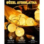 Linalp 10’lu Sarı Pamuk Top LED Işık Zinciri Bahçe Oda Masa Parti Dekoratif Aydınlatma Lambası 98855SD5555