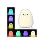 LİNALP Little Cat Silicone Light Şarjlı Kedi Gece Lambası RGB Dokunmatik Çocuk Odası Masa Lambası
