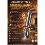 Linalp Pilli Tuz Karabiber Değirmeni Otomatik Baharat Öğütücü LED Işıklı Paslanmaz Çelik Mutfak Aleti 692813240269