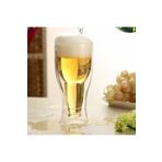Linan Ware Şişe Tasarımlı Çift Cidarlı Cam Bardak, Bira Meşrubat 350 ml
