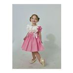Linarookids Defne Pembe Düğmeli Vintage Kız Bebek Elbise,Doğum günü elbise,fotoğraf çekim elbise,0-7 Yaş Uygun