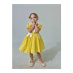 Linarookids Defne Sarı Düğmeli Vintage Kız Bebek Elbise,Doğum günü elbise,fotoğraf çekim elbise,0-7 Yaş Uygun