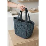 Linas Collection El Örgüsü Antrasit Granny Square Tote Çanta - 38*22