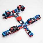 Lindo Dogs Red Line H Tipi Kırmızı Mavi Medium Köpek Göğüs Tasması