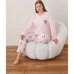 Lindros Kadın Pamuklu Düğme Yaka Raporlu İnterlok Battal Pijama Takımı 05109 - 1 Adet Pembe-5XL