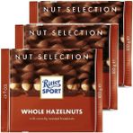 Lindt Whole Hazelnuts 100G x 3’lü Paket Bütün Fındıklı Sütlü Çikolata Kare Tablet - 100 gr