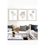 Line Art Ahşap Çerçeveli Tablo Set 30x40 cm