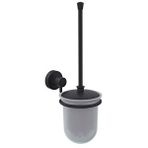 Line Bathroom Master Buzlu Cam Mat Siyah Tuvalet Fırçalık