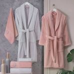 Line - Pamuklu Bornoz Seti - Pembe Gri
