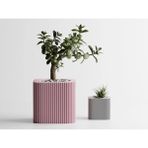 Linea Dekoratif Saksı - Pudra Dikey Çizgili Bitki Saksısı 18 cm - 190x190x180mm