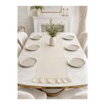 linea natura home Fırfırlı Krem Keten Bohem Vintage Runner