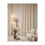 linea natura home Keten Eteği Fırfırlı Bohem Natural Vintage Fon Perde - Tek Kanat (en x boy)
