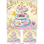Lineart 5458 Cupcake Stand Renkli Çiçekler Desen Pirinç Dekupaj Kağıdı