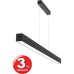 Lineer 100CM (Siyah Kasa, Beyaz Işık) Ledli Sarkıt Modern LED Avize, Salon, Mutfak, Masa Üstü Avize - 1'li - Ahşap