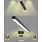 Lineer 100cm (Siyah Kasa, Sarı Işık) Ledli Modern Sarkıt Linear LED Avize Salon Mutfak Oturma Odası Yatak Odası Antre Hol Ofis LED