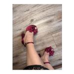 LİNEER Kadın Bordo Saten 12 Cm Fiyonklu Platform Topuk Abiye Gelin Kına Ayakkabısı