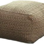 Linen Cube Bean Bag Cover Storage Ottoman Floor Cushion Indoor Outdoor Pouffe Foot Rest with Tassel (Brown 42x42x33cm) (Brown 42x42x33cm)