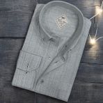 Linen Keten Hafif Kumaş Uzun Kollu Gri Erkek Gömlek (Regular Kalıp) - 4XL