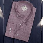 Linen Keten Hafif Kumaş Uzun Kollu Pembe Erkek Gömlek (Regular Kalıp) - S