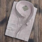 Linen Keten Hafif Kumaş Uzun Kollu Pudra Erkek Gömlek (Regular Kalıp) - XL