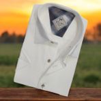 Linen Keten Klasik Kısa Kollu Beyaz Erkek Gömlek (Regular Kalıp) - XL