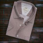 Linen Keten Klasik Kısa Kollu Camel Erkek Gömlek (Regular Kalıp) - XL