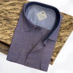 Linen Keten Klasik Kısa Kollu Lavanta Erkek Gömlek (Regular Kalıp) - 2XL - Mor
