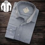 Linen Keten Klasik Uzun Kollu Terletmeyen Gri Erkek Gömlek (Regular Kalıp) - 4XL