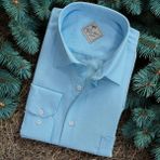 Linen Keten Klasik Uzun Kollu Terletmeyen Mavi Erkek Gömlek (Regular Kalıp) - 4XL