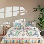 Linens Allday Aster Pamuk Saten Çift Kişilik Nevresim Takımı Beyaz - Renkli