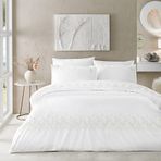 Linens Brode Chıffon Pamuk Beyaz Çift Kişilik Nevresim Takımı