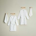 Linens Elvia Pamuk S/M -M/L 4'lü Bornoz Seti Beyaz